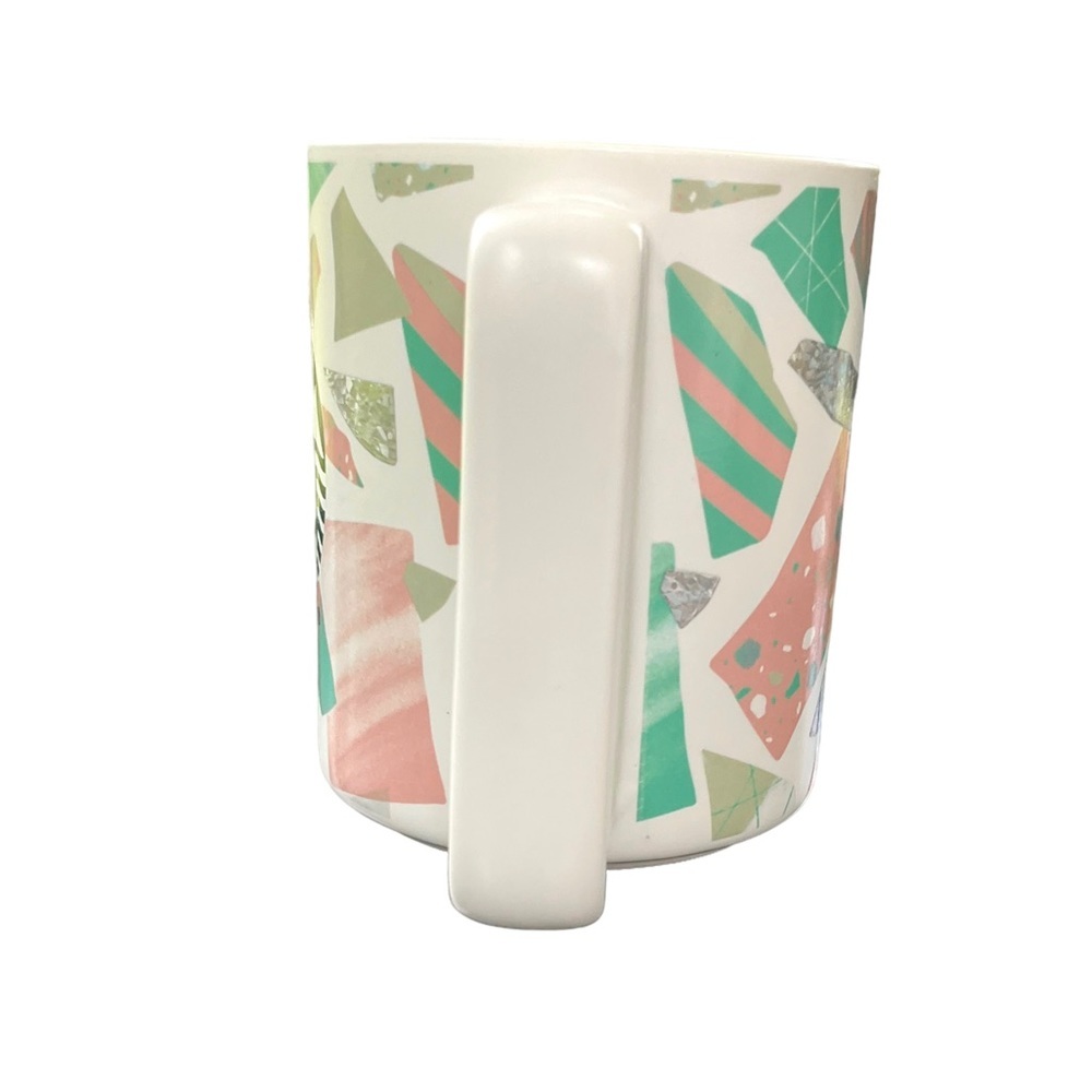 Starbucks 2019 Confetti Foil Geometric Pink Green Ceramic Coffee Mug 12oz - Picture 4 of 14